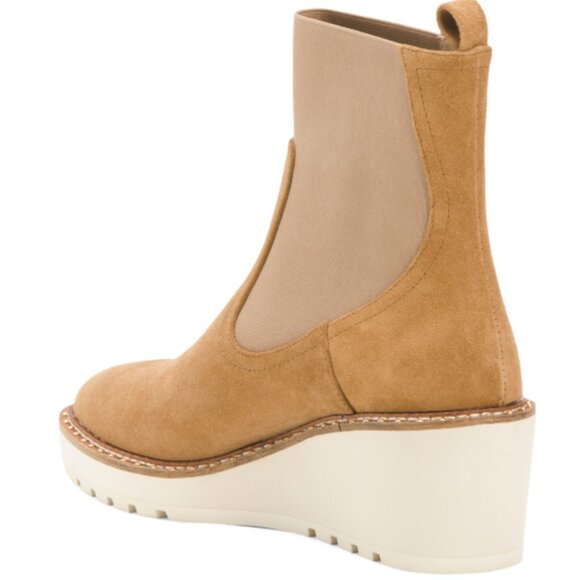 New CECELIA NEW YORK Suede Chelsea Casual Wedge Booties Women Taupe size 7.5 - Picture 7 of 12